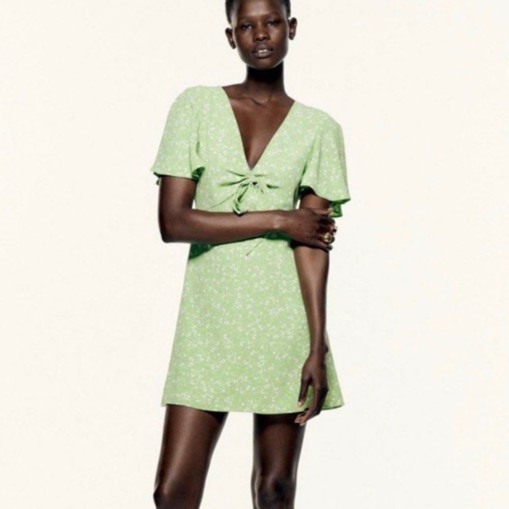 Zara | Green Floral Dress